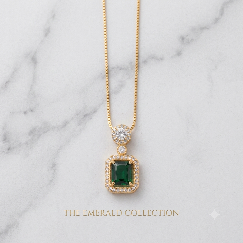 Royale Gold Pendant Necklace | Stone Necklace | Aqsetique