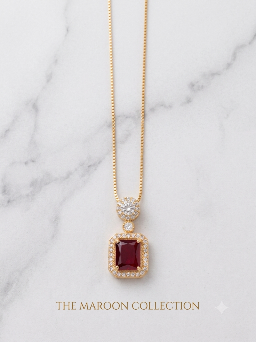 Royale Gold Pendant Necklace | Stone Necklace | Aqsetique