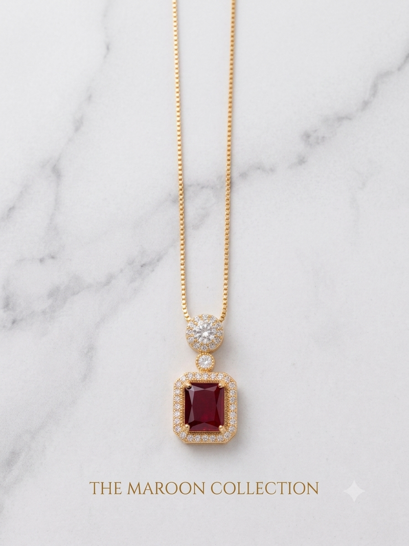 Royale Gold Pendant Necklace | Stone Necklace | Aqsetique