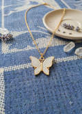 Pearl Glow Butterfly Necklace | White Butterfly Pendant | Aqsetique