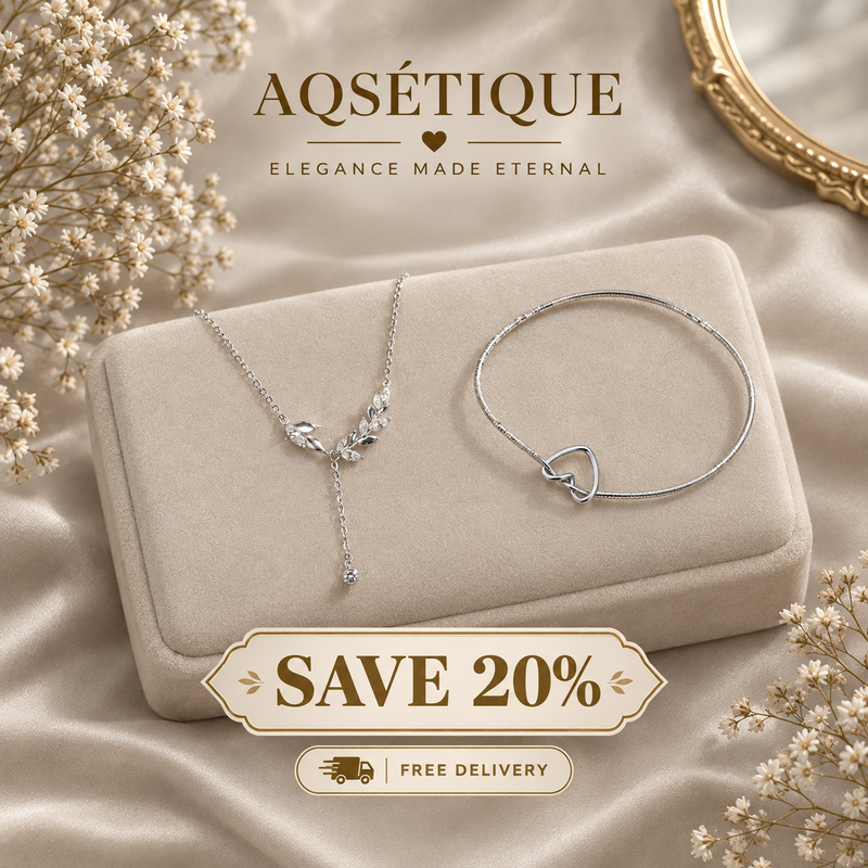 Leaf Pendant + Silver Heart Bracelet Bundle