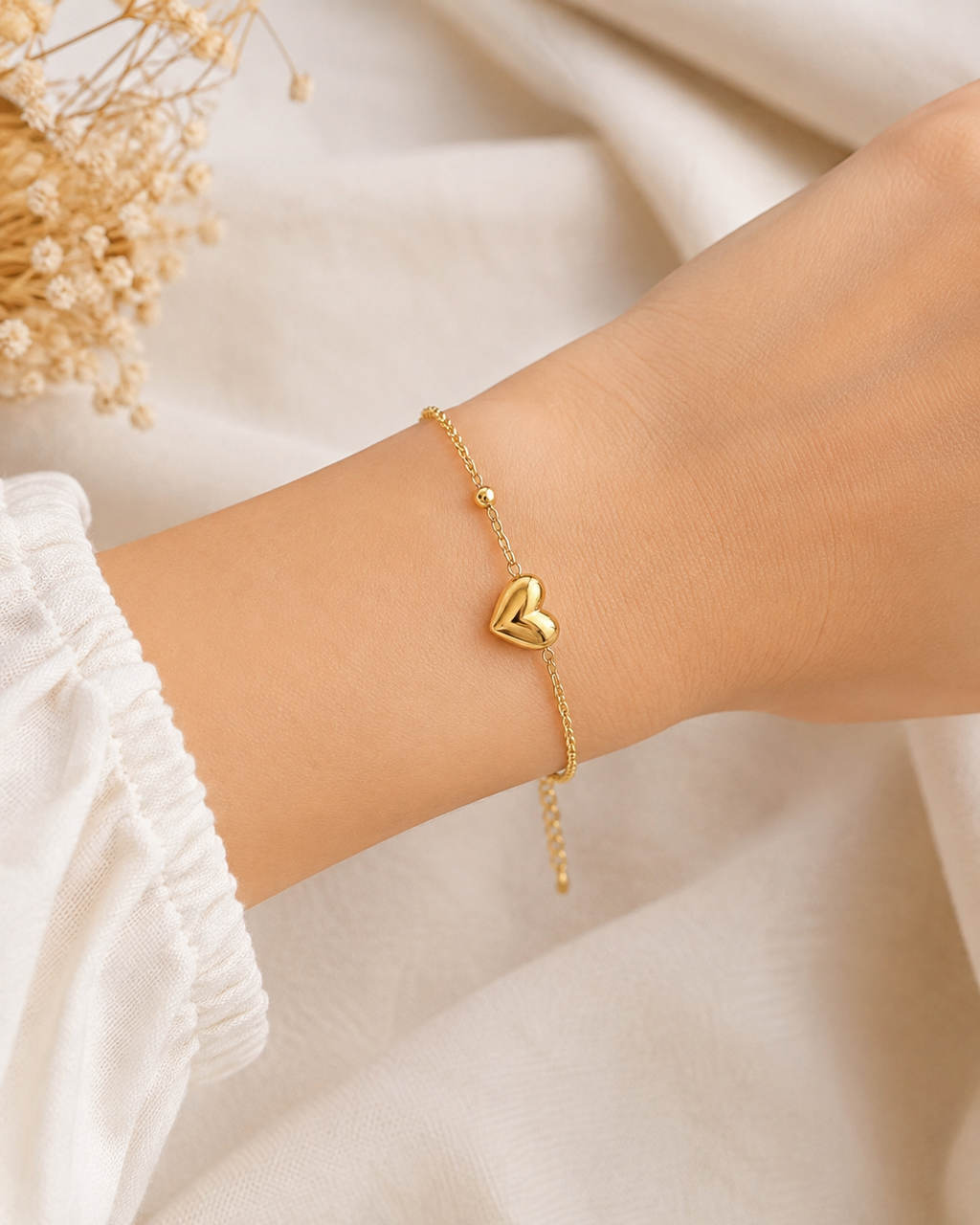 Golden Heart Charm Bracelet