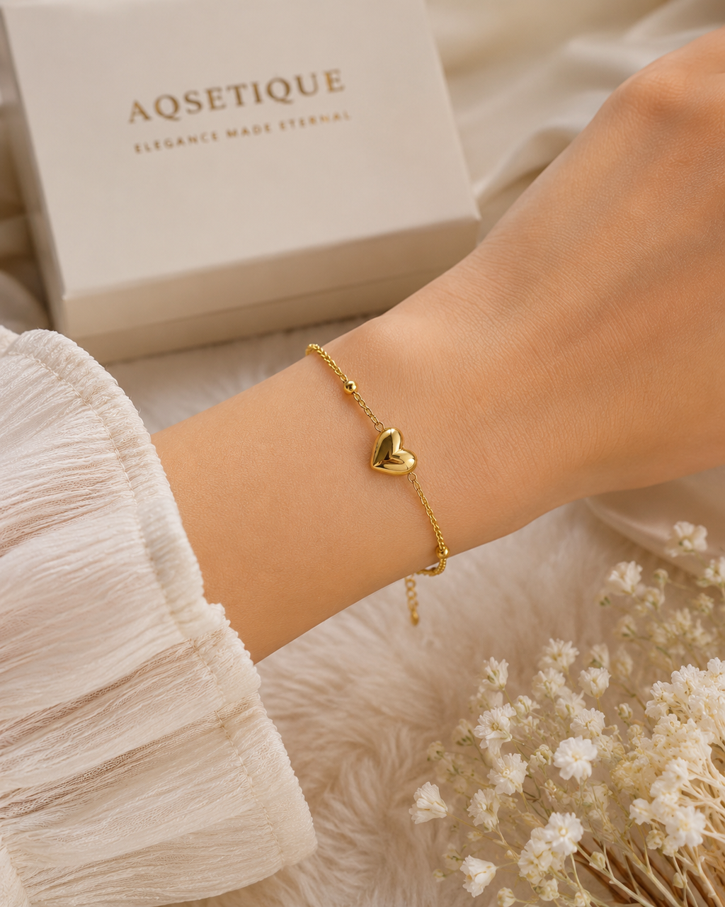 Golden Heart Charm Bracelet