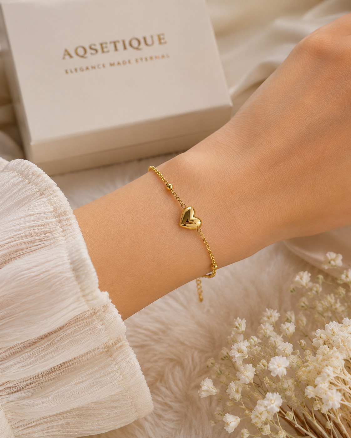 Golden Heart Charm Bracelet