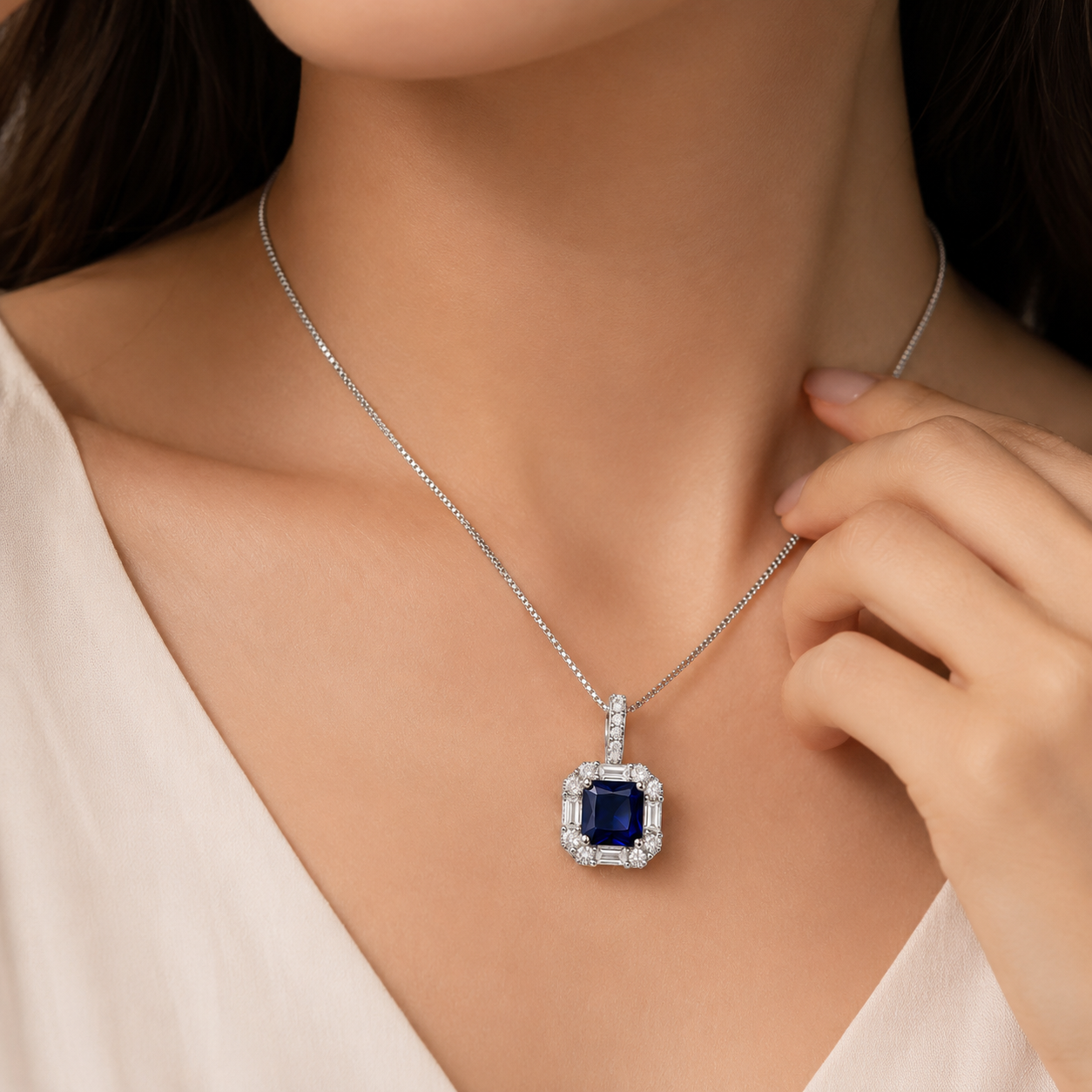 Ruby Halo Jewelry Set — Necklace & Earrings