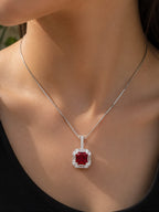 Ruby Halo Jewelry Set — Necklace & Earrings