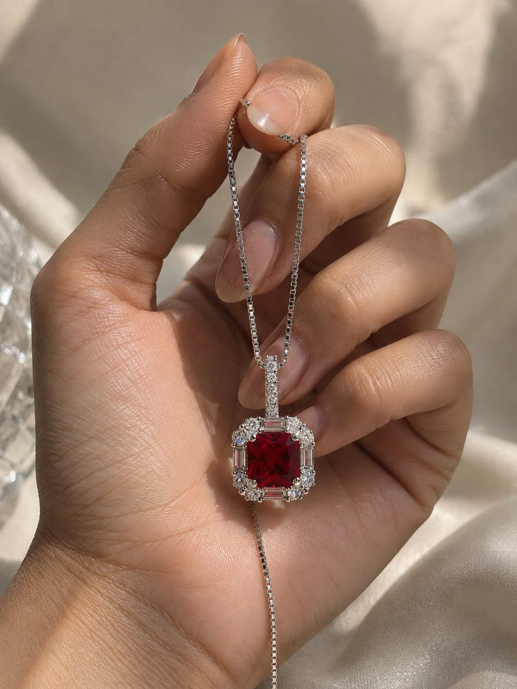 Ruby Halo Necklace