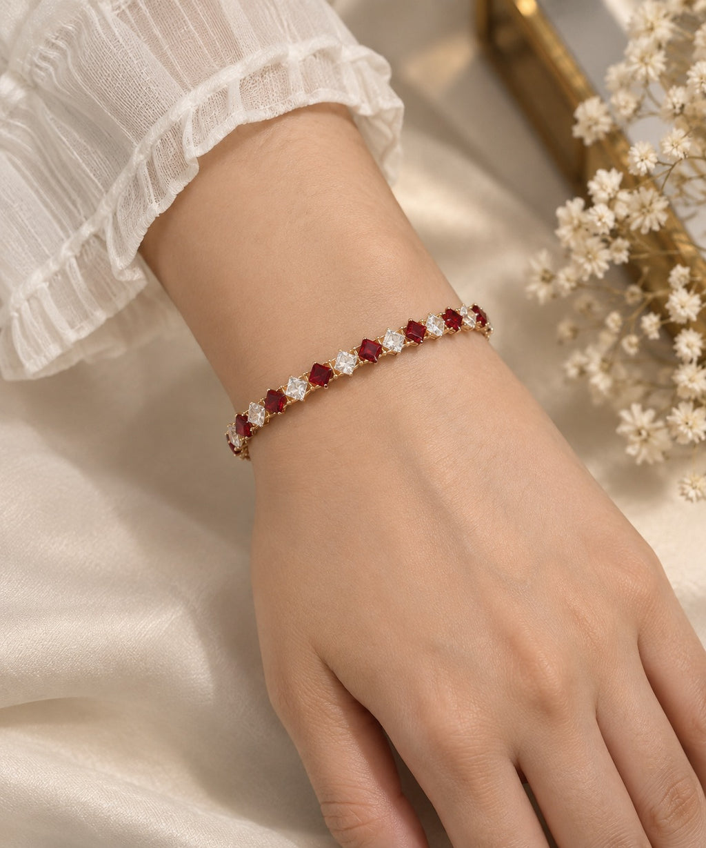 Ruby Red Crystal Tennis Bracelet