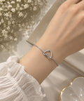 Silver Open Heart Bangle Bracelet