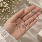 Silver Open Heart Bangle Bracelet