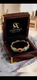 Turquoise & Ruby Gold Bracelet