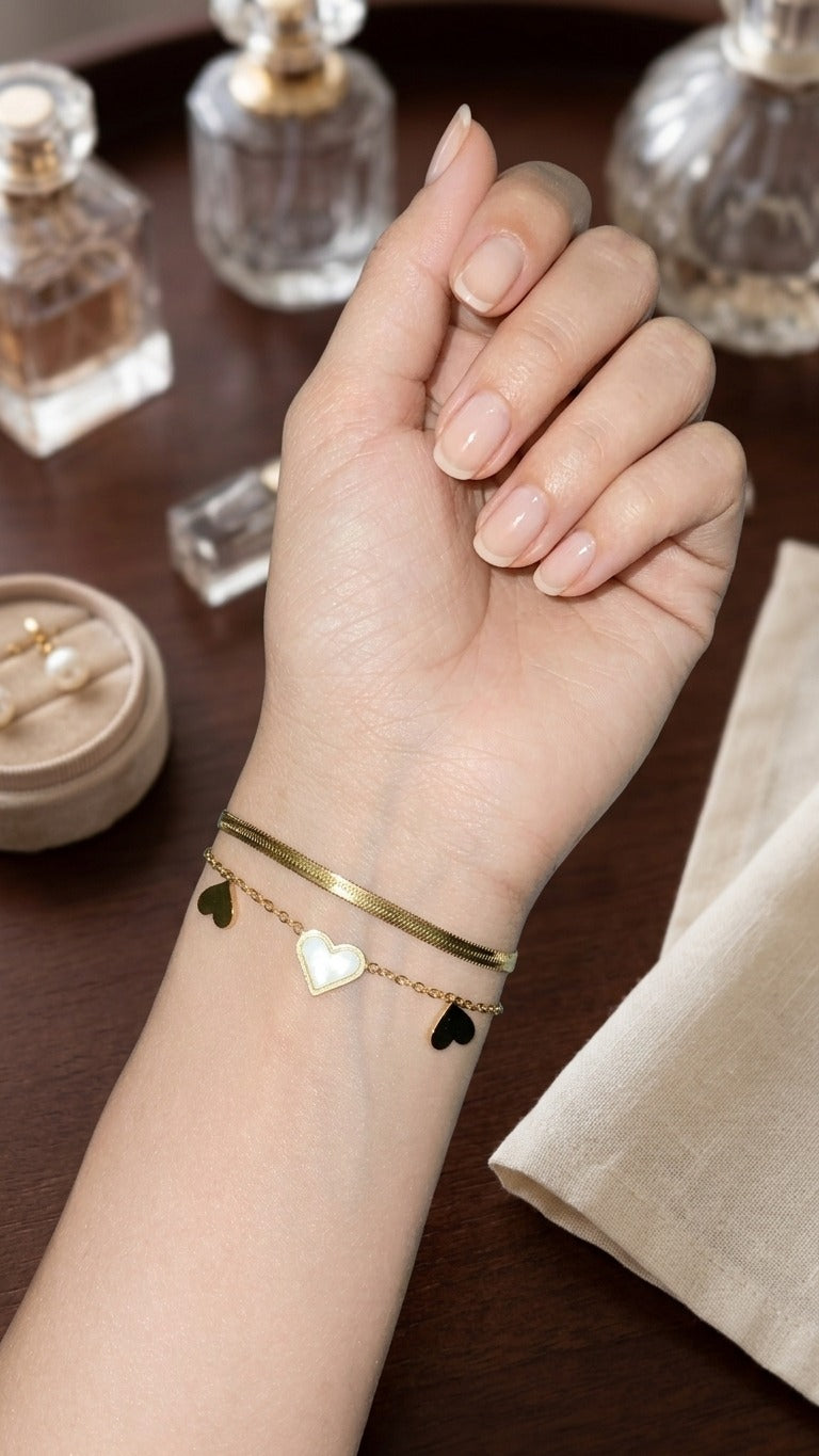 Layered Heart Charm Bracelet