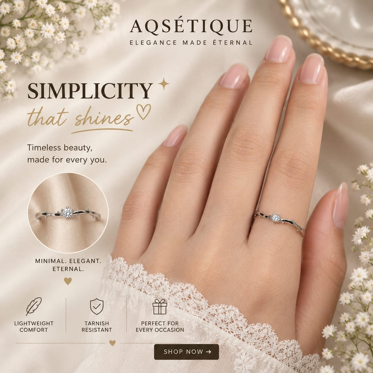 Silver Twisted Solitaire Ring