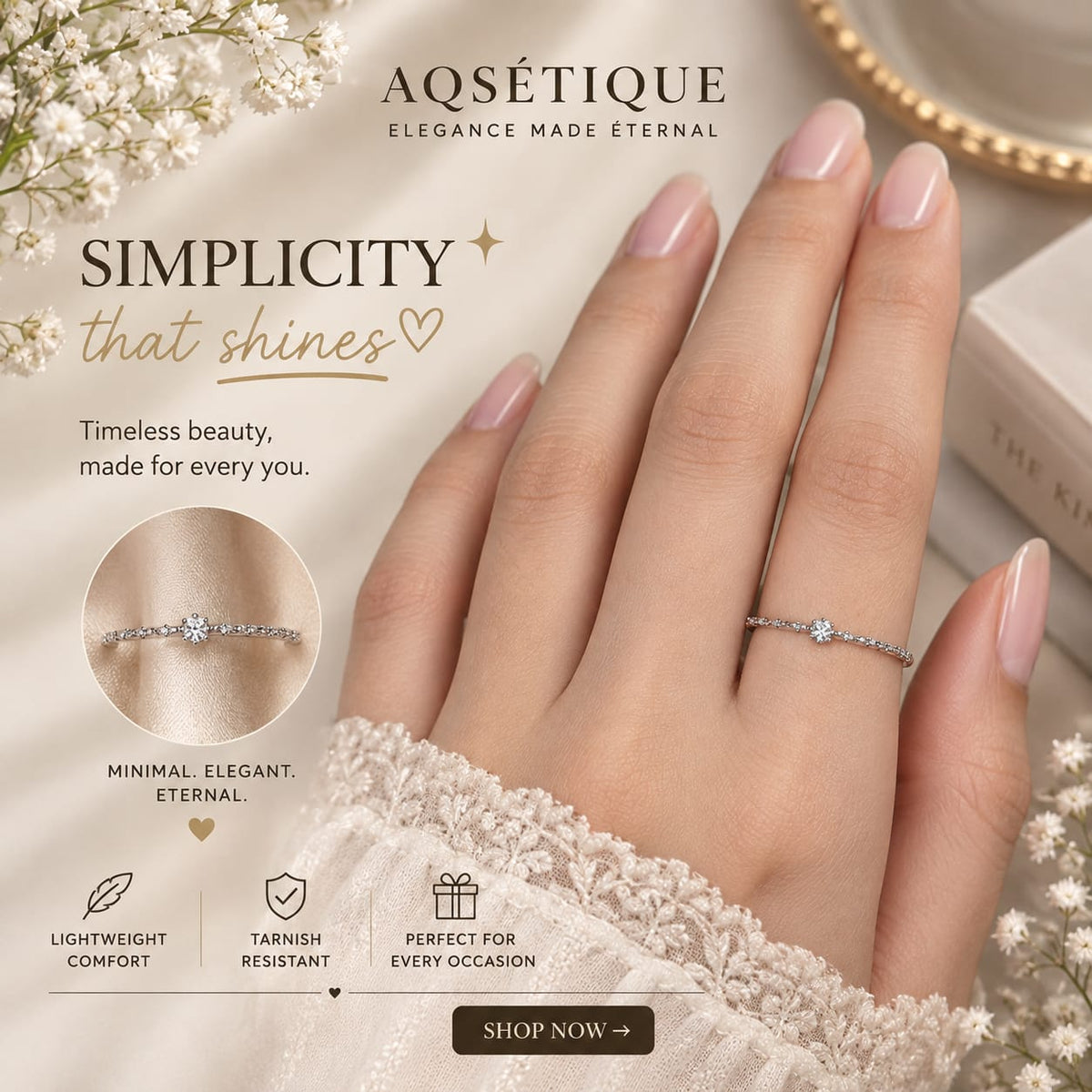 Silver Pavé Solitaire Ring