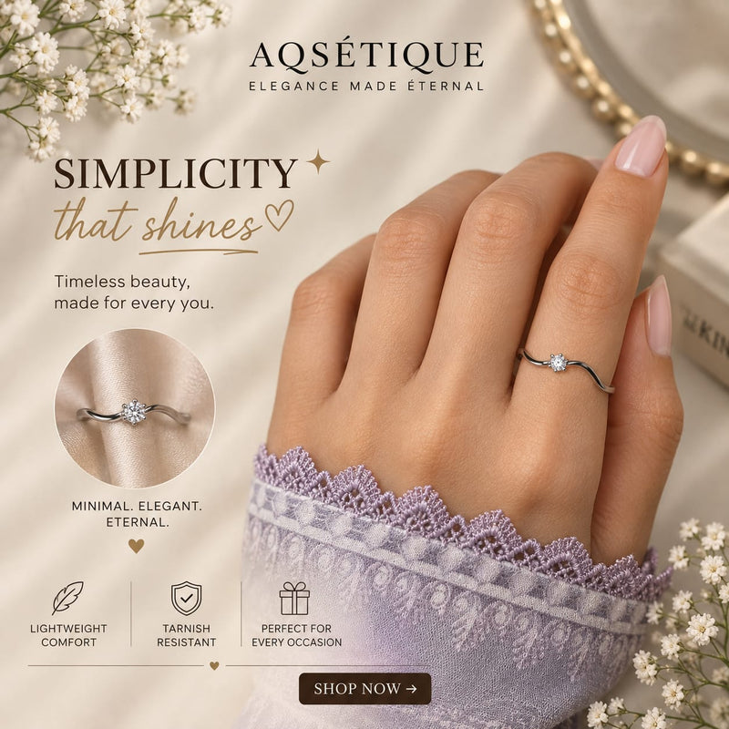 Silver Wave Solitaire Ring