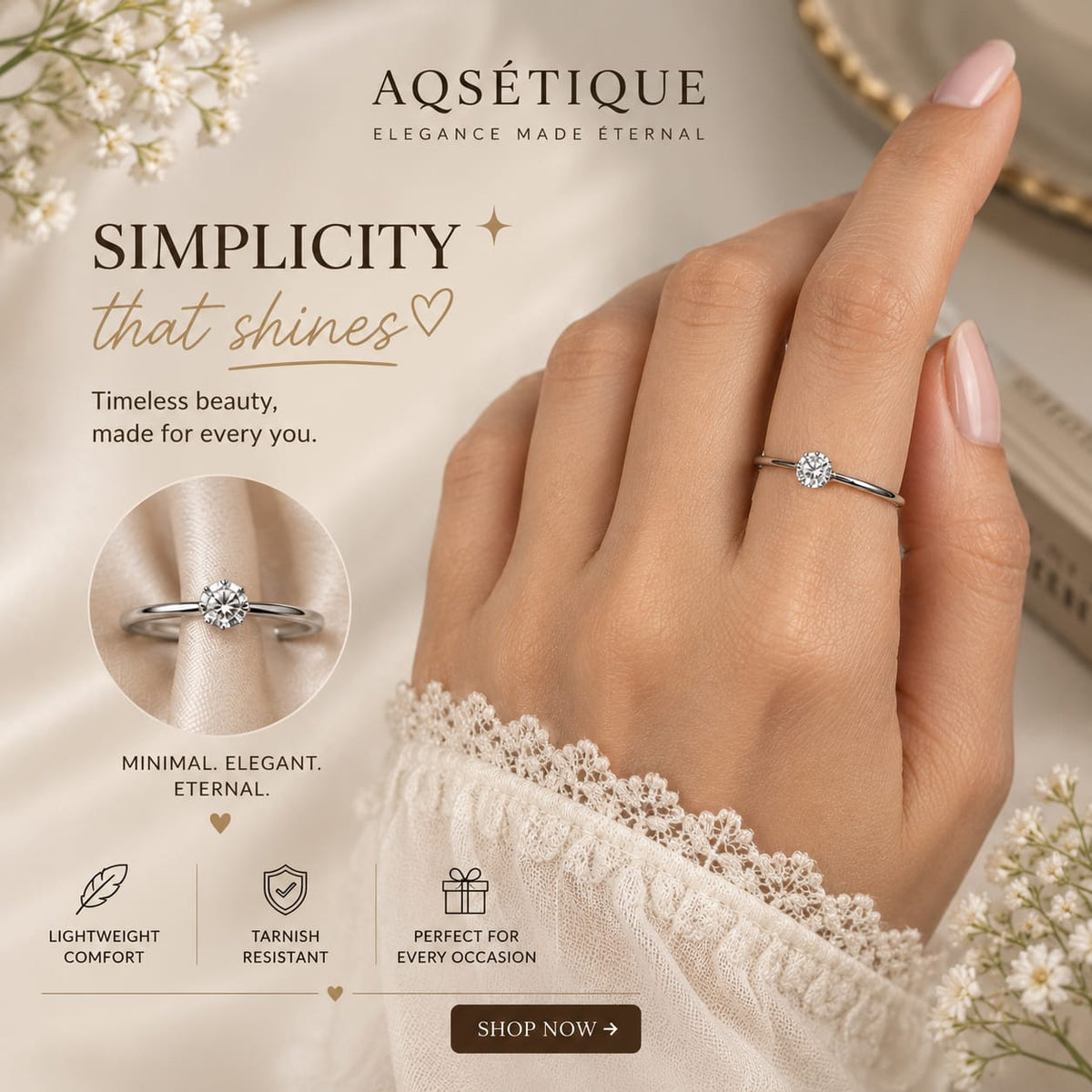 Silver Classic Solitaire Ring