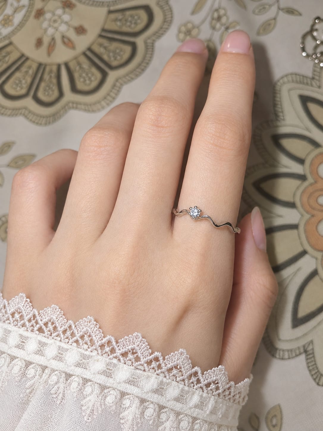 Silver S-Curve Solitaire Ring