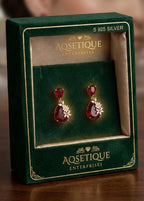 Maroon Teardrop Floral Earrings