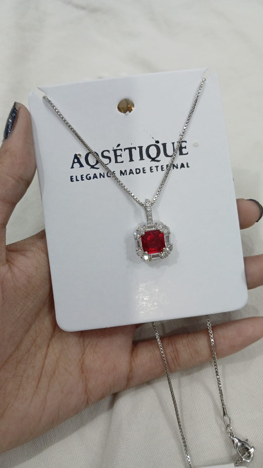 Ruby Halo Jewelry Set — Necklace & Earrings