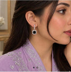 Sapphire Blue Halo Drop Earrings